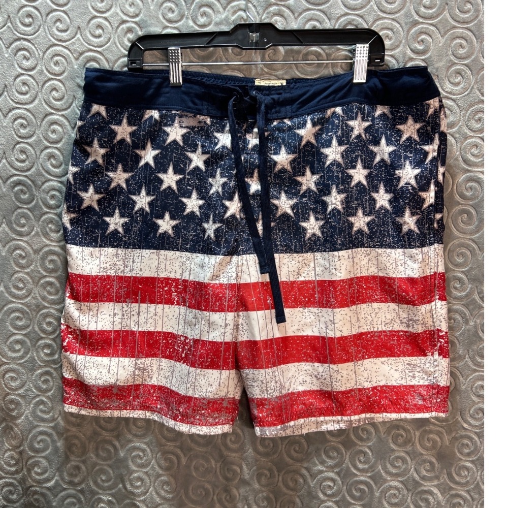 Red Head‎ Brand Co Mens Board Shorts American Flag Print Swim Trunks Size XL